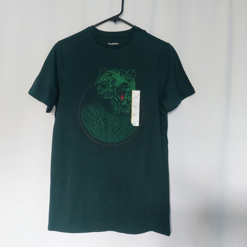 Goodfellow‎ & Co Mens Green bear Shirt Grapic Tee Size S